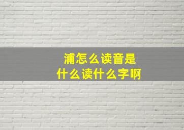 浦怎么读音是什么读什么字啊