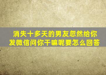 消失十多天的男友忽然给你发微信问你干嘛呢要怎么回答