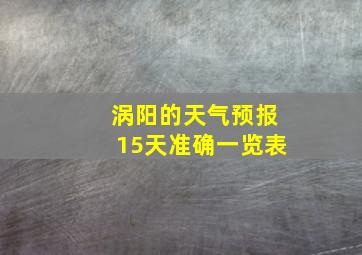 涡阳的天气预报15天准确一览表