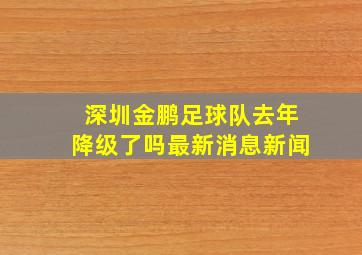 深圳金鹏足球队去年降级了吗最新消息新闻