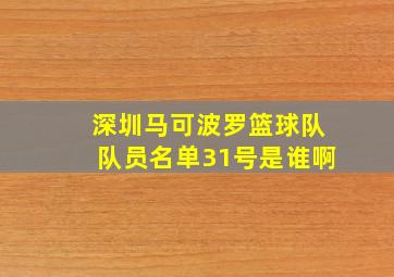 深圳马可波罗篮球队队员名单31号是谁啊