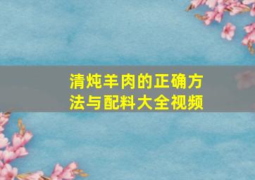 清炖羊肉的正确方法与配料大全视频