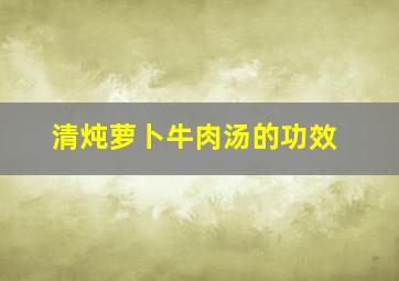 清炖萝卜牛肉汤的功效