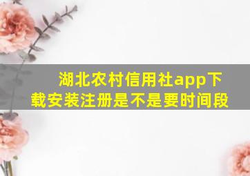 湖北农村信用社app下载安装注册是不是要时间段