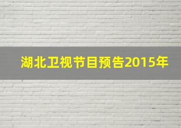 湖北卫视节目预告2015年