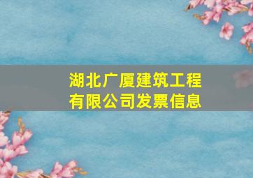 湖北广厦建筑工程有限公司发票信息