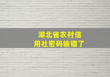 湖北省农村信用社密码输错了