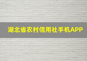 湖北省农村信用社手机APP