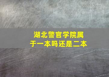 湖北警官学院属于一本吗还是二本