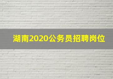 湖南2020公务员招聘岗位