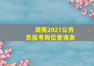 湖南2021公务员报考岗位查询表