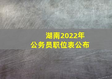 湖南2022年公务员职位表公布