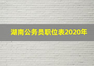 湖南公务员职位表2020年