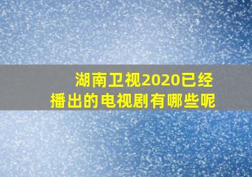 湖南卫视2020已经播出的电视剧有哪些呢