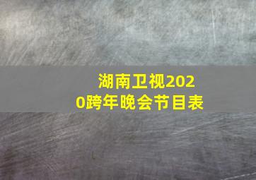 湖南卫视2020跨年晚会节目表