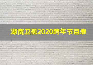 湖南卫视2020跨年节目表