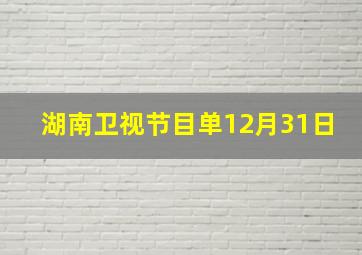 湖南卫视节目单12月31日