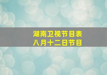 湖南卫视节目表八月十二日节目