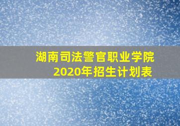 湖南司法警官职业学院2020年招生计划表