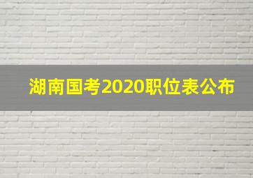 湖南国考2020职位表公布