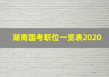 湖南国考职位一览表2020