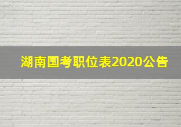 湖南国考职位表2020公告