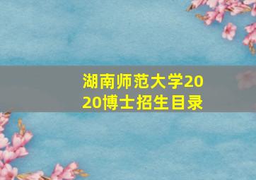 湖南师范大学2020博士招生目录