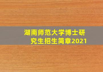 湖南师范大学博士研究生招生简章2021