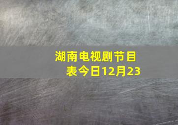 湖南电视剧节目表今日12月23