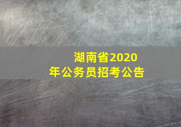 湖南省2020年公务员招考公告