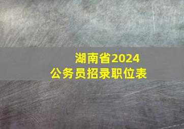 湖南省2024公务员招录职位表