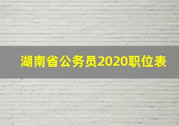 湖南省公务员2020职位表