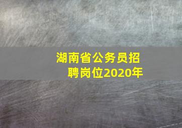 湖南省公务员招聘岗位2020年