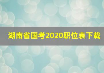 湖南省国考2020职位表下载