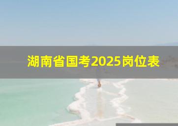 湖南省国考2025岗位表