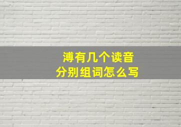 溥有几个读音分别组词怎么写