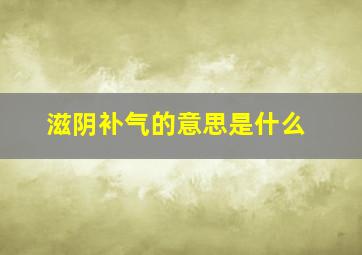 滋阴补气的意思是什么