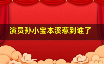 演员孙小宝本溪惹到谁了