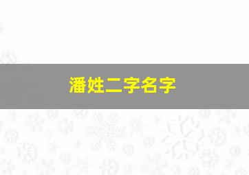 潘姓二字名字