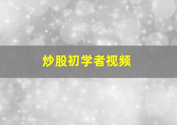 炒股初学者视频