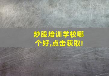 炒股培训学校哪个好,点击获取!