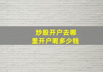 炒股开户去哪里开户呢多少钱