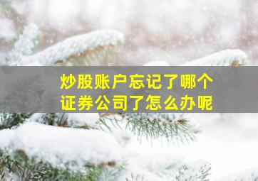 炒股账户忘记了哪个证券公司了怎么办呢