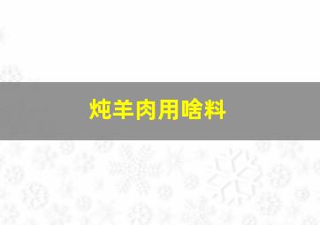 炖羊肉用啥料