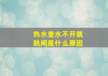 热水壶水不开就跳闸是什么原因