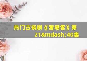 热门古装剧《宫墙雪》第21—40集