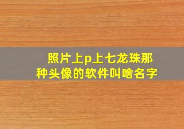 照片上p上七龙珠那种头像的软件叫啥名字