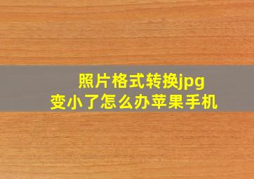 照片格式转换jpg变小了怎么办苹果手机