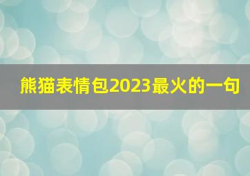 熊猫表情包2023最火的一句