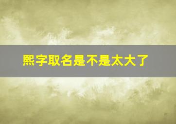 熙字取名是不是太大了